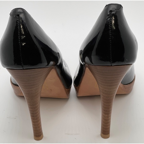 Steven by Steve Madden “Lalo” Peep Toe Black Patent Leather Heels Size 6M - Picture 6 of 7